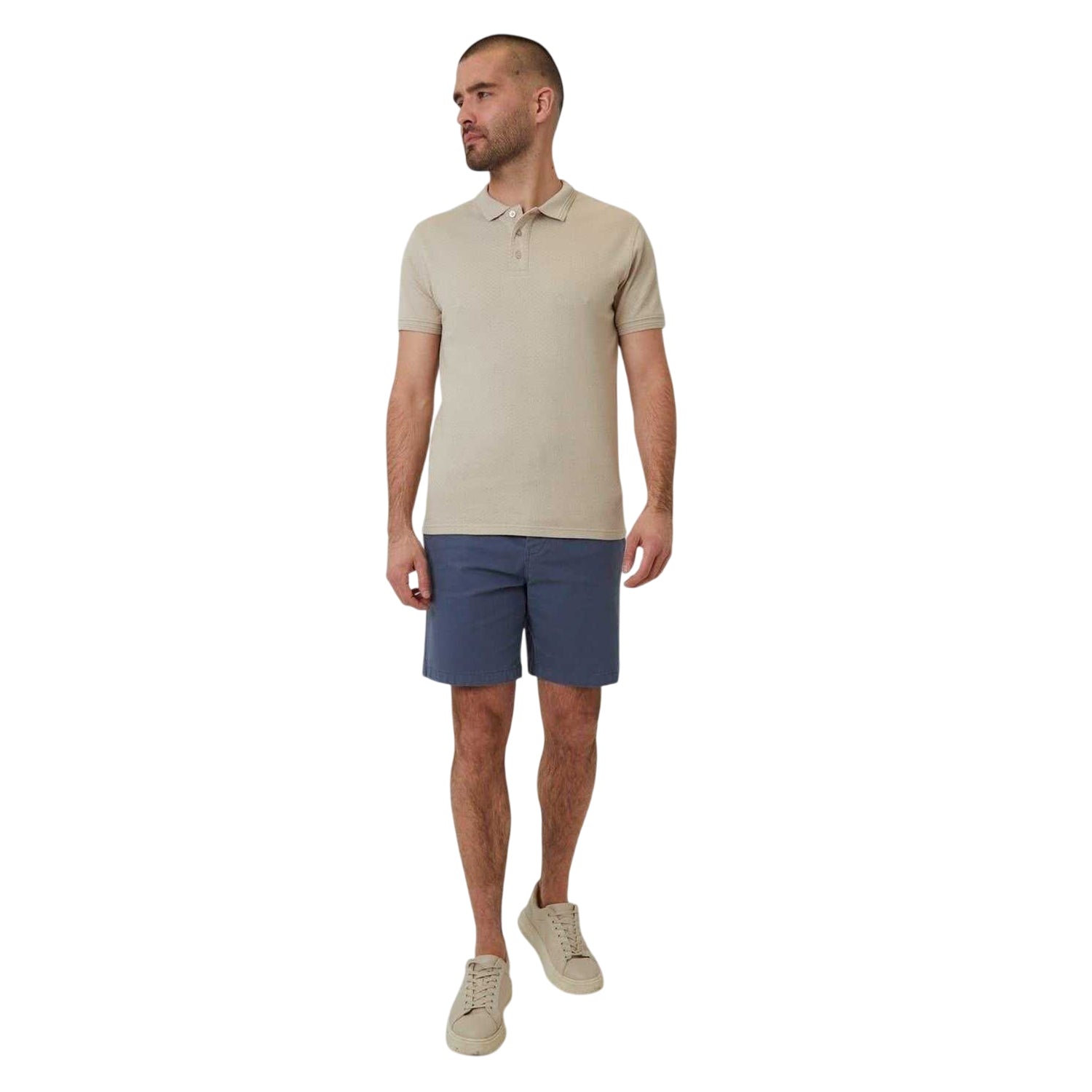 Stone - Side - Threadbare Mens Rocco Short-Sleeved Polo Shirt