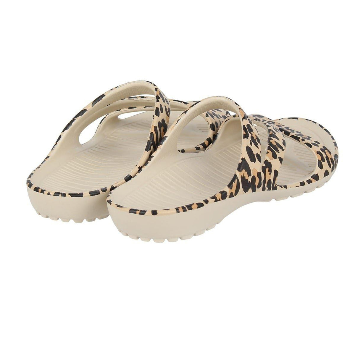 Beige-Black - Back - Hot Tuna Womens-Ladies Leopard Print Sandals