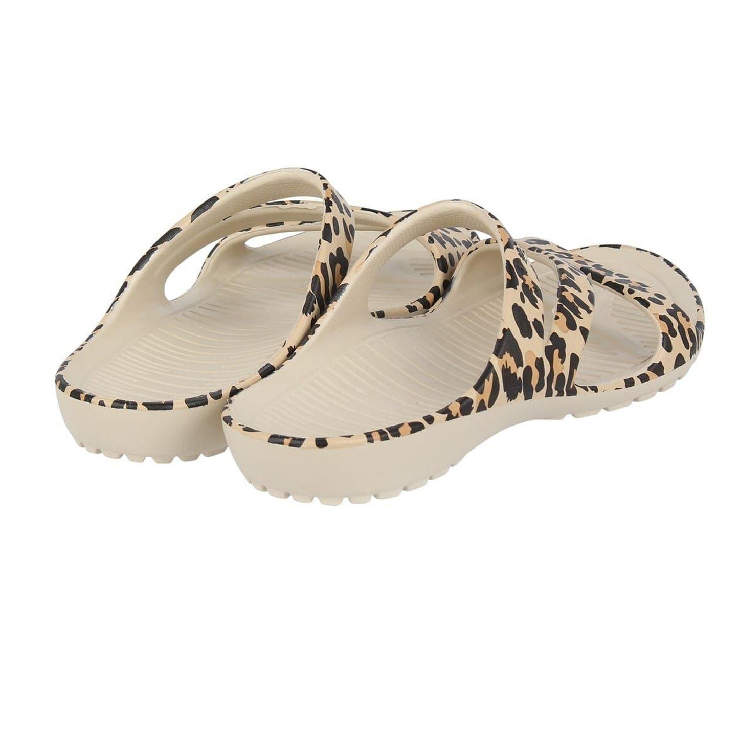 Beige-Black - Back - Hot Tuna Womens-Ladies Leopard Print Sandals
