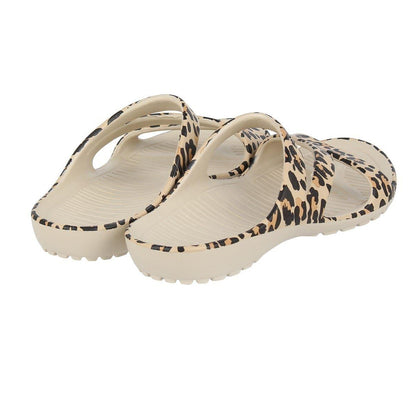 Beige-Black - Back - Hot Tuna Womens-Ladies Leopard Print Sandals
