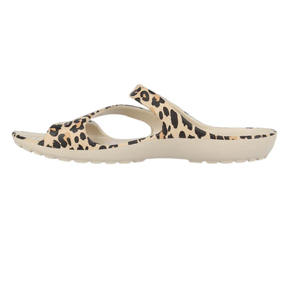 Beige-Black - Side - Hot Tuna Womens-Ladies Leopard Print Sandals