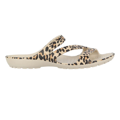 Beige-Black - Front - Hot Tuna Womens-Ladies Leopard Print Sandals