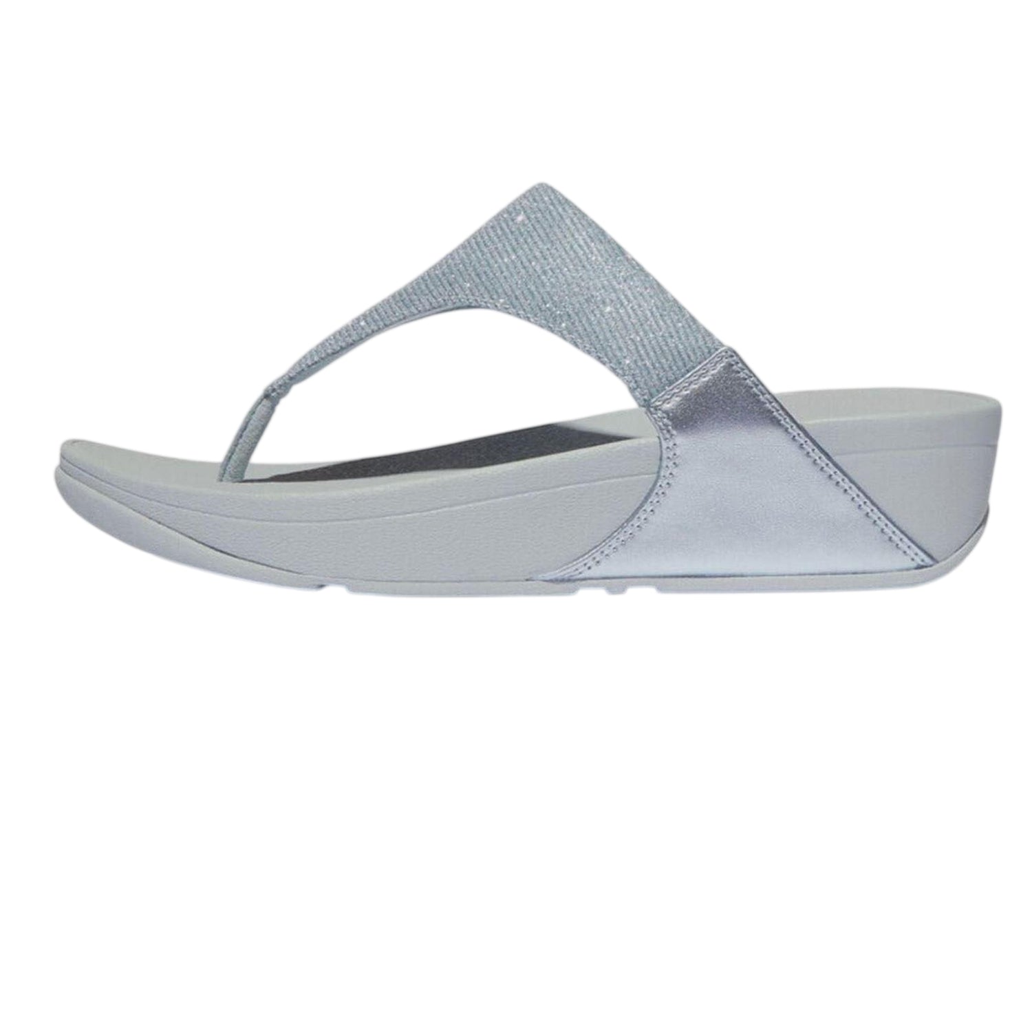 Blue - Back - FitFlop Womens-Ladies Shimmer Toe Post Wedge Sandals