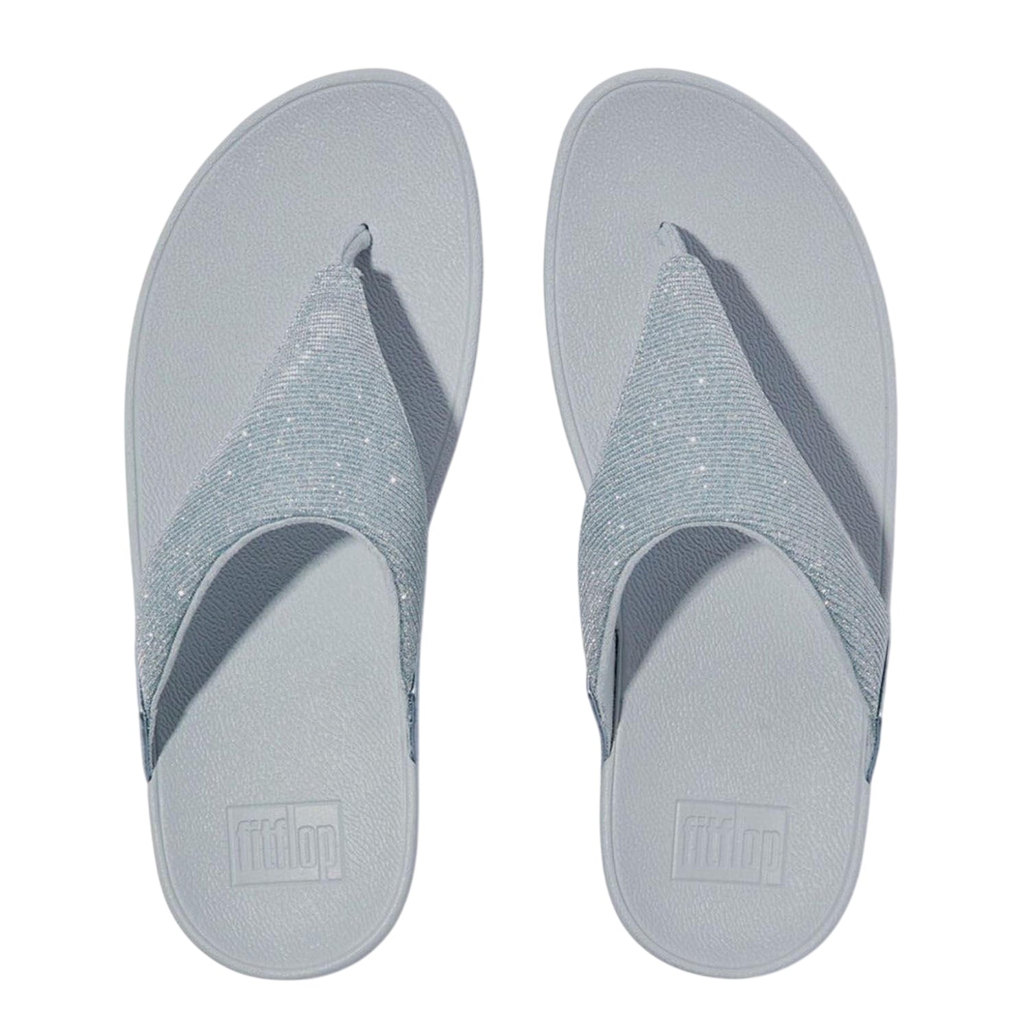 Blue - Side - FitFlop Womens-Ladies Shimmer Toe Post Wedge Sandals