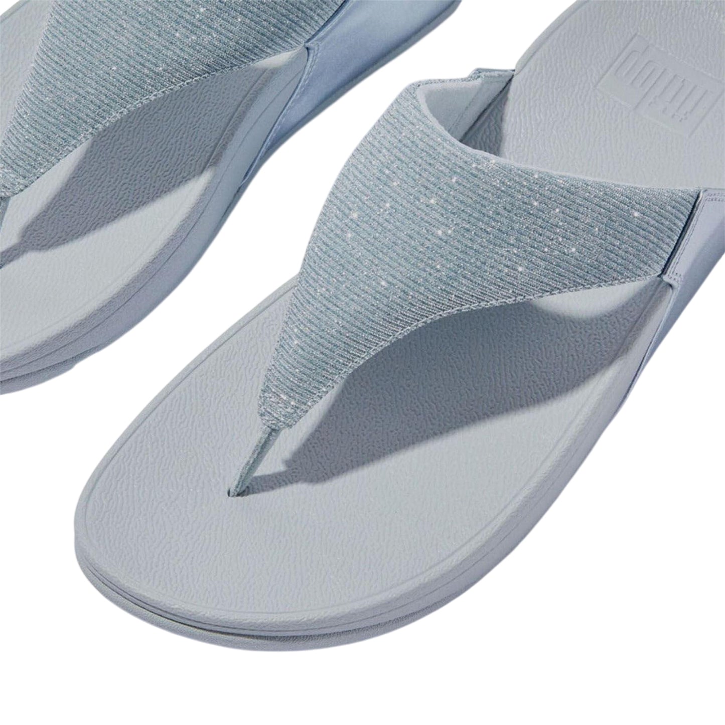 Blue - Pack Shot - FitFlop Womens-Ladies Shimmer Toe Post Wedge Sandals
