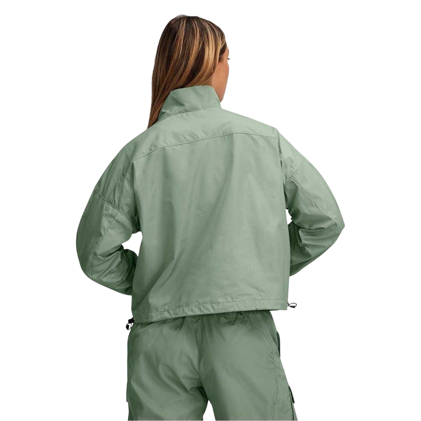 Green - Back - Under Armour Womens-Ladies Woven Performance Drop Shoulder Windbreaker