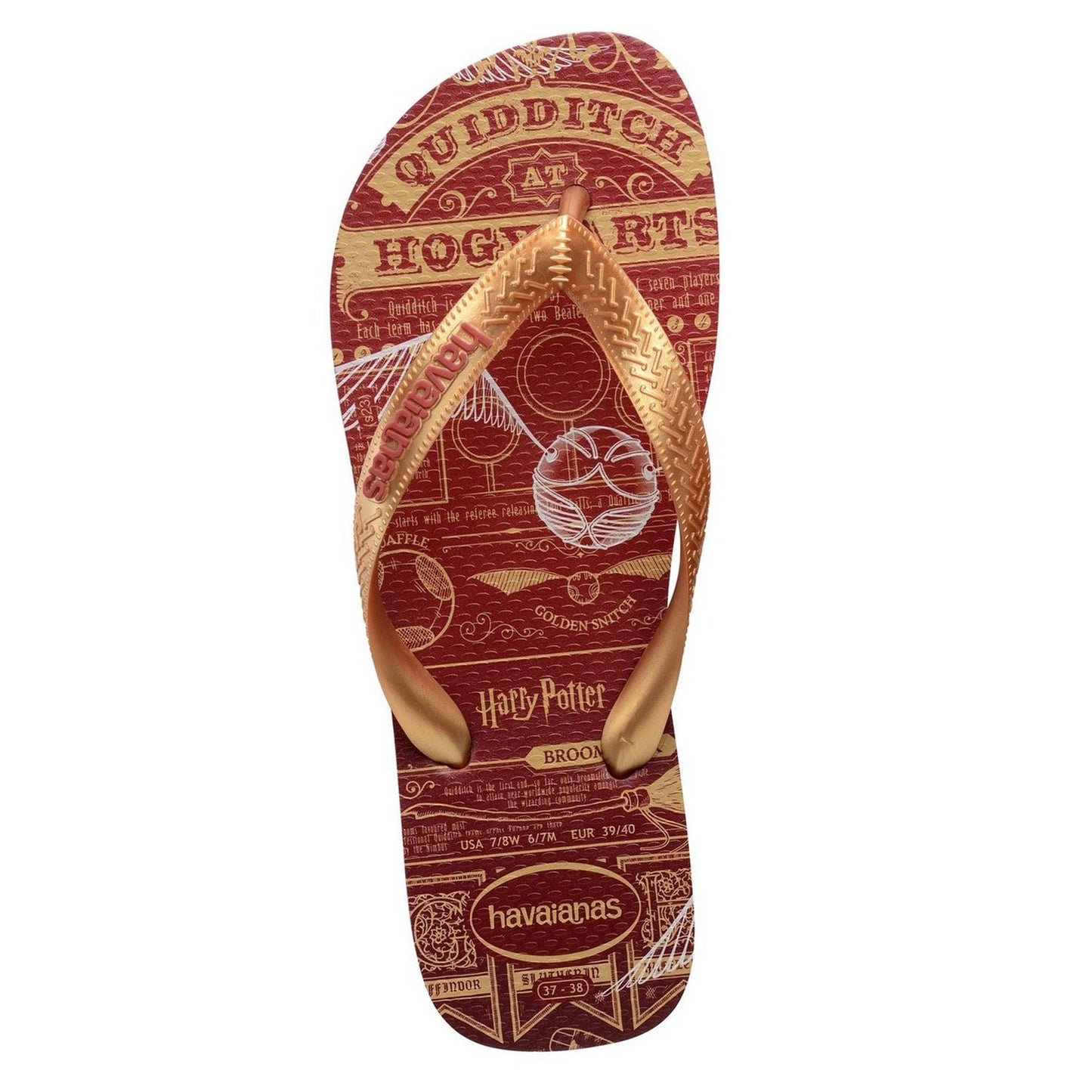 Mahogany - Side - Harry Potter Mens Hogwarts Graphic Print Flip Flops