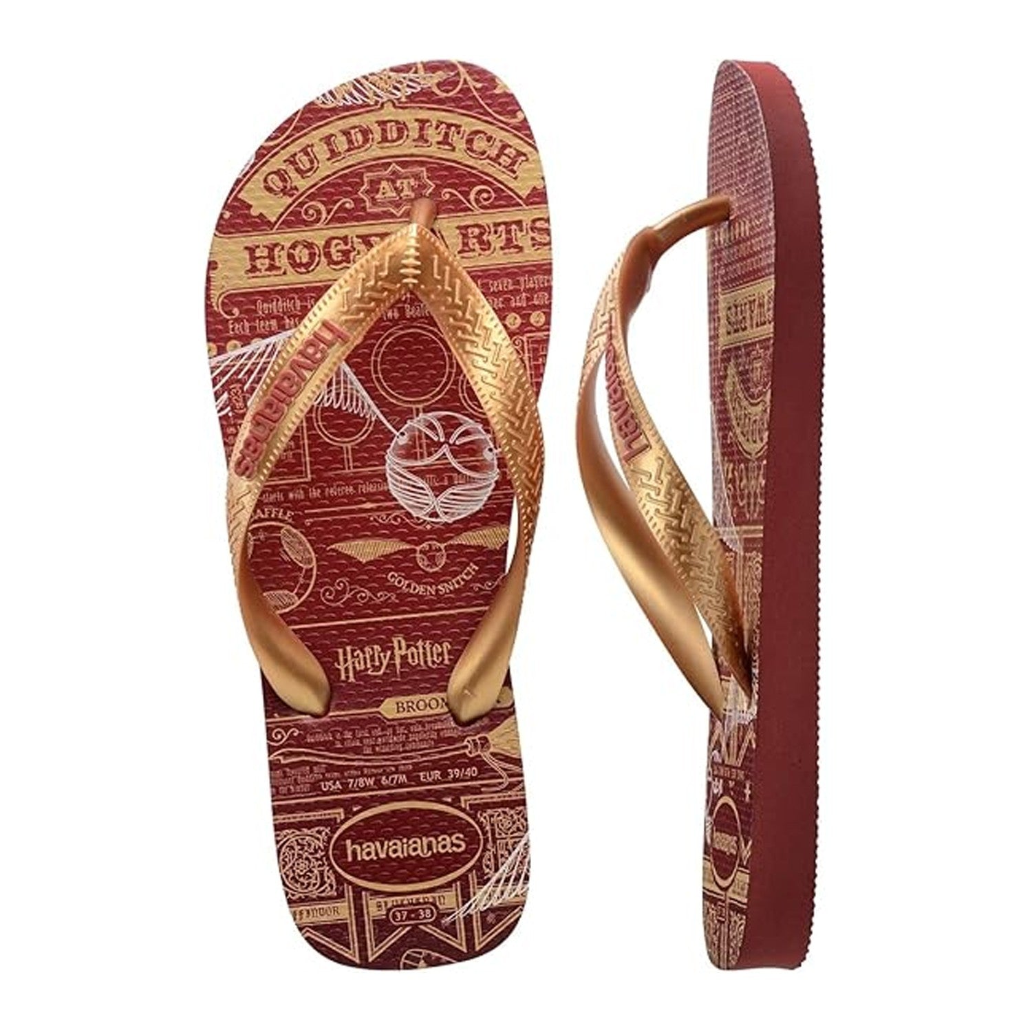 Mahogany - Pack Shot - Harry Potter Mens Hogwarts Graphic Print Flip Flops
