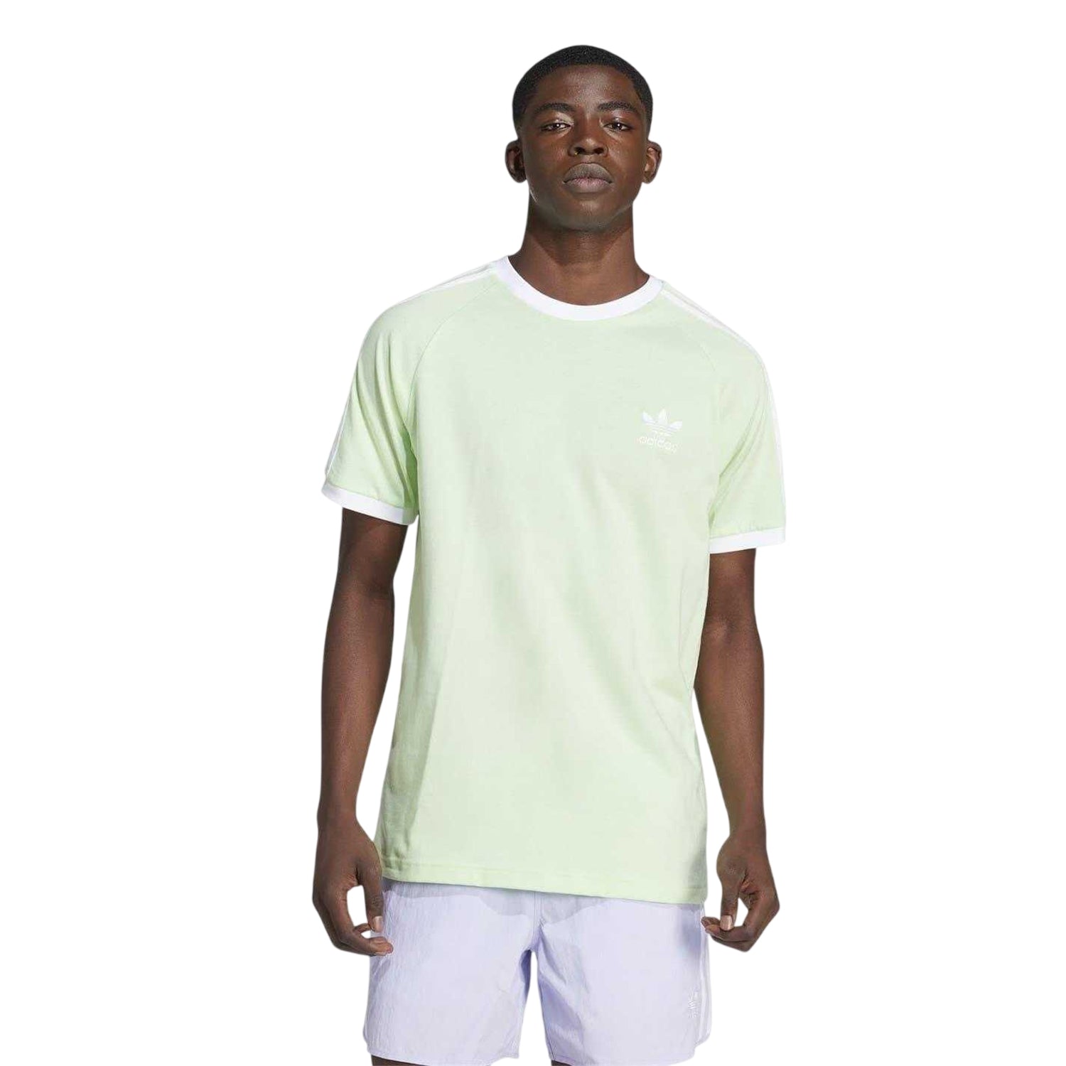 Green - Side - Adidas Mens 3 Stripes Crew Neck Regular T-Shirt