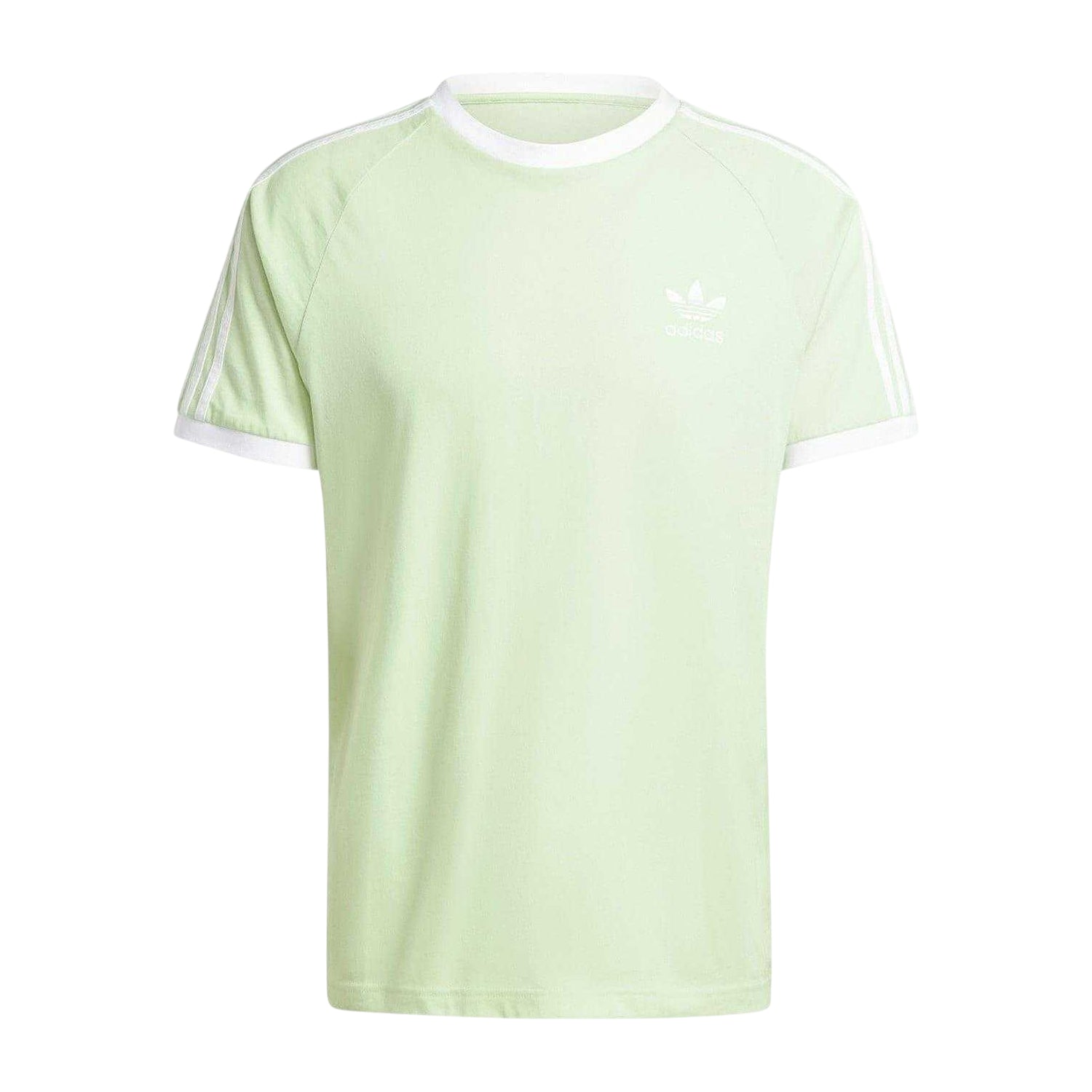 Green - Front - Adidas Mens 3 Stripes Crew Neck Regular T-Shirt