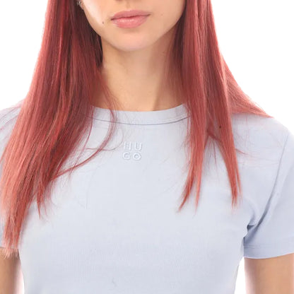 Purple - Side - Hugo Womens-Ladies Delanor Slim Crop T-Shirt