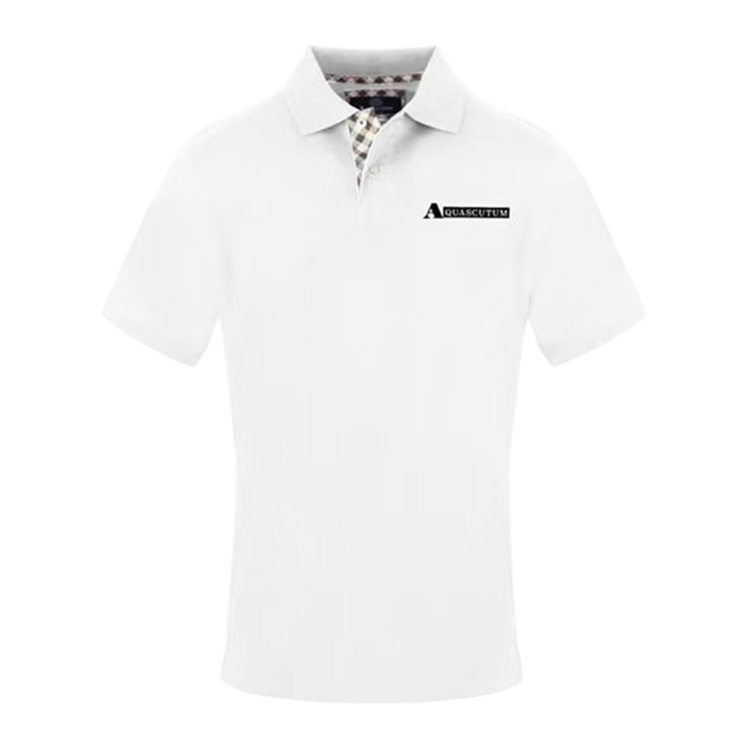 White - Front - Aquascutum Mens Logo Pique Polo Shirt