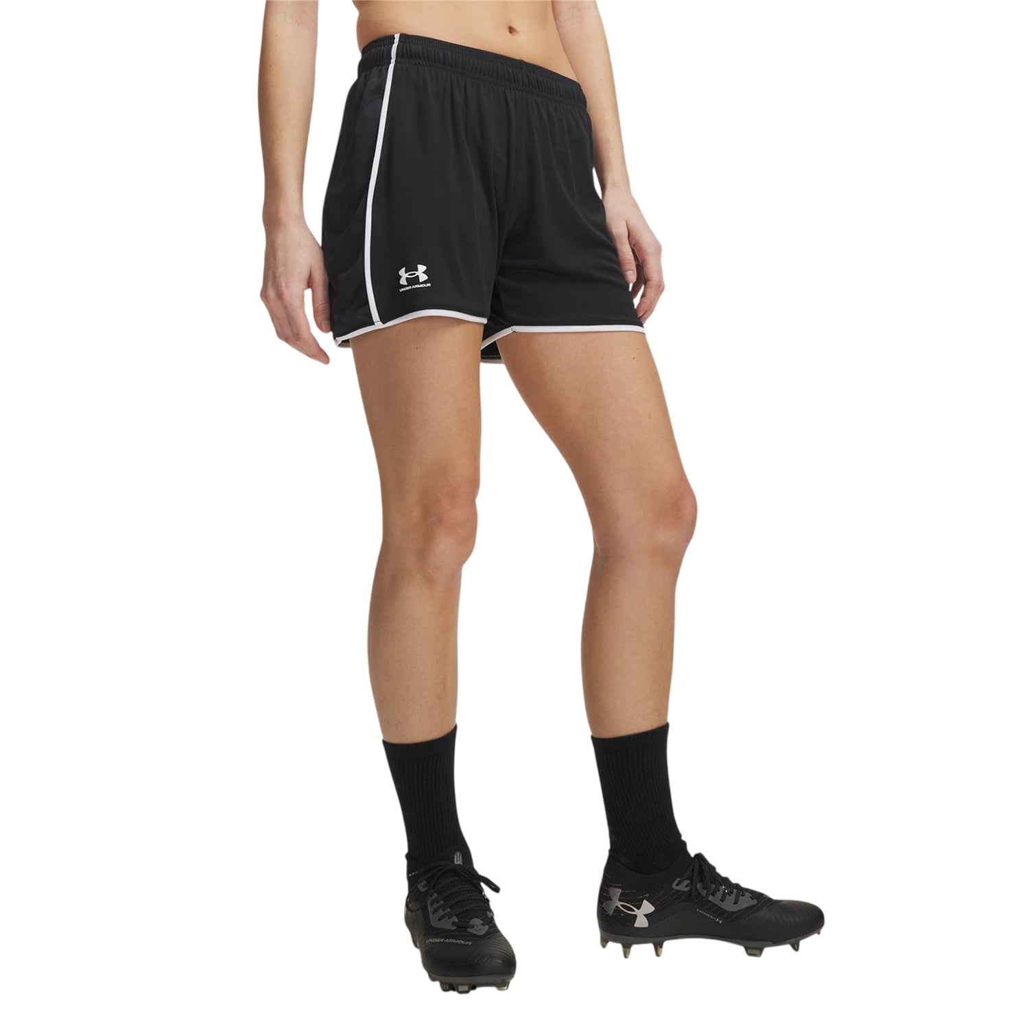 Black-White - Front - Under Armour Womens-Ladies Challenger Lightweight Shorts