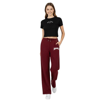 Burgundy - Side - Jack Wills Womens-Ladies Varsity Sweatpants