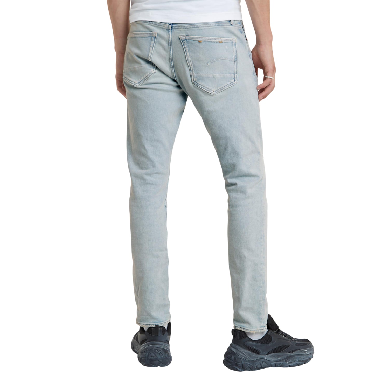 Light Black - Back - G-Star Mens 3301 Mid Rise Slim Jeans