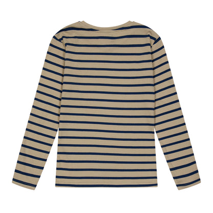Light Brown-Black - Back - Farah Childrens-Kids Alport Stripe Long-Sleeved T-Shirt