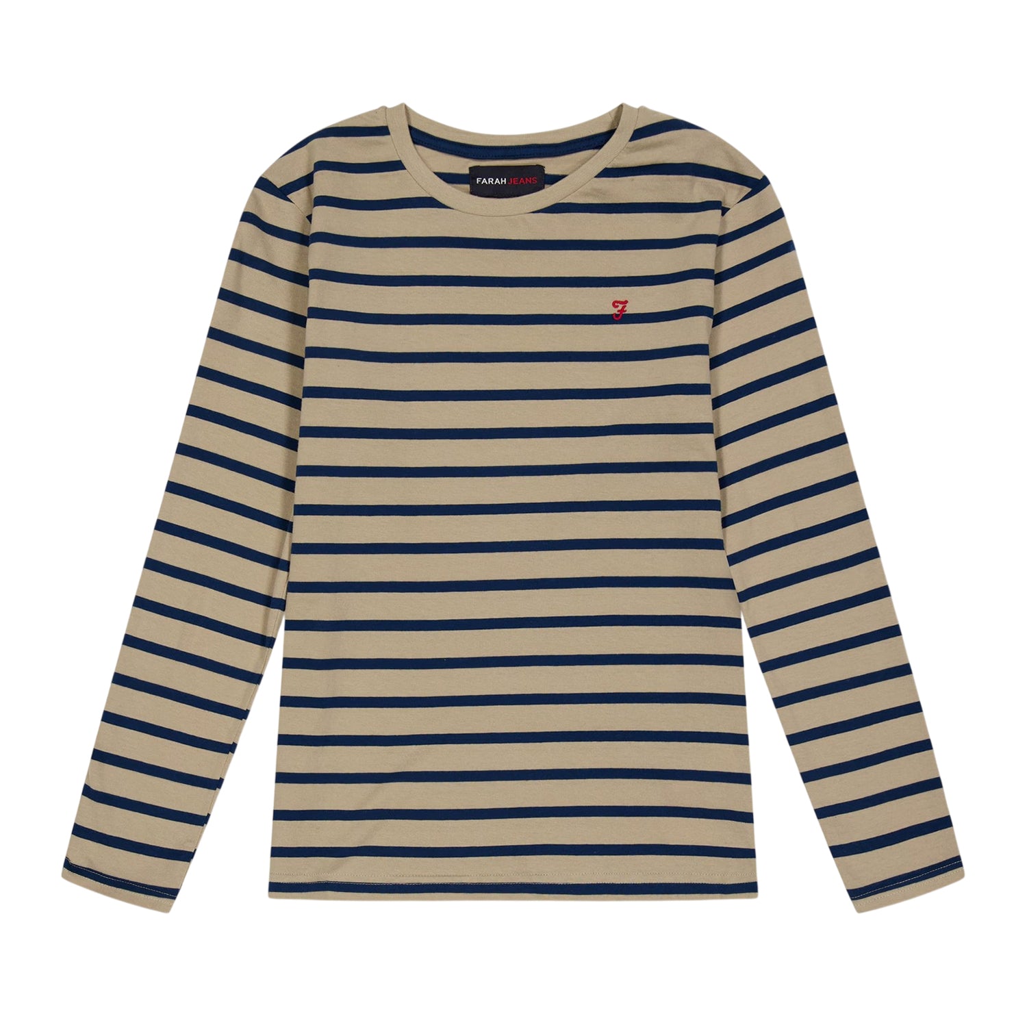 Light Brown-Black - Front - Farah Childrens-Kids Alport Stripe Long-Sleeved T-Shirt