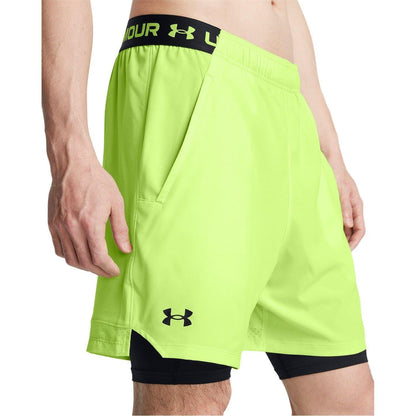 Green - Side - Under Armour Mens Vanish 2 in 1 Shorts