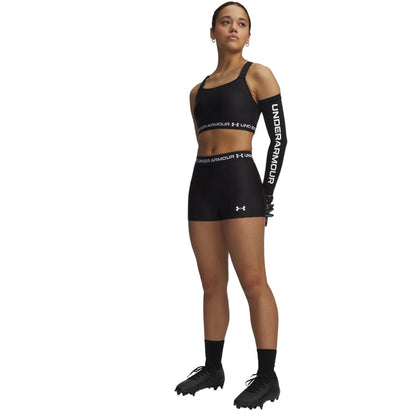 Black - Side - Under Armour Womens-Ladies HeatGear Shorts