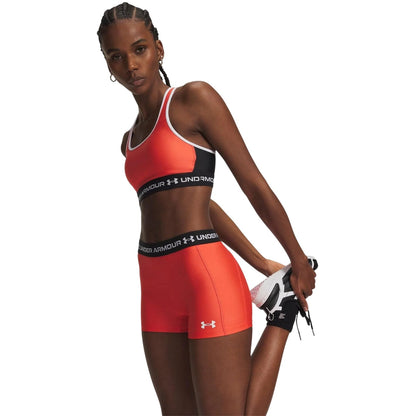 Red-White - Side - Under Armour Womens-Ladies HeatGear Shorts