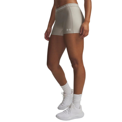 Taupe-White - Front - Under Armour Womens-Ladies HeatGear Shorts
