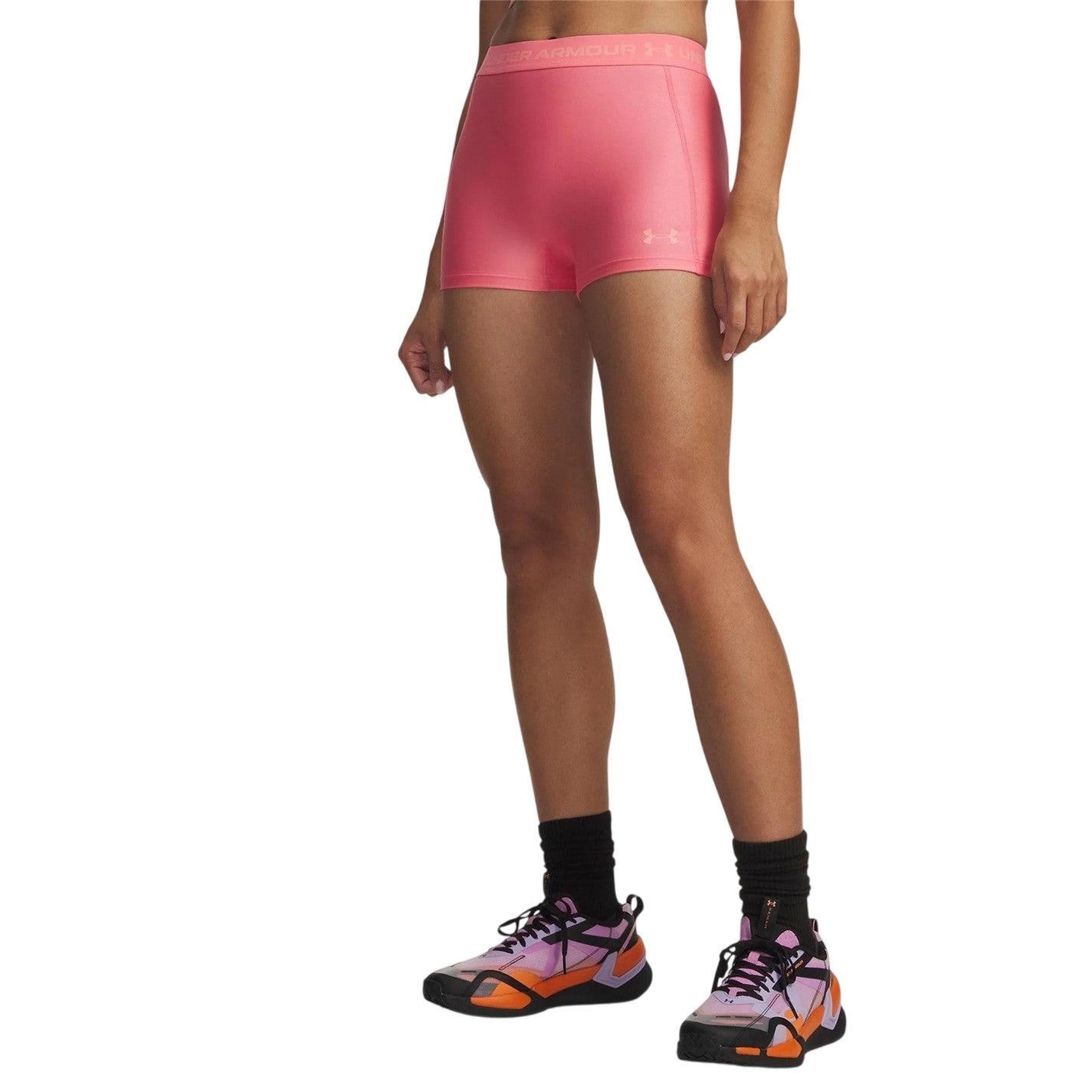 Pink - Front - Under Armour Womens-Ladies HeatGear Shorts
