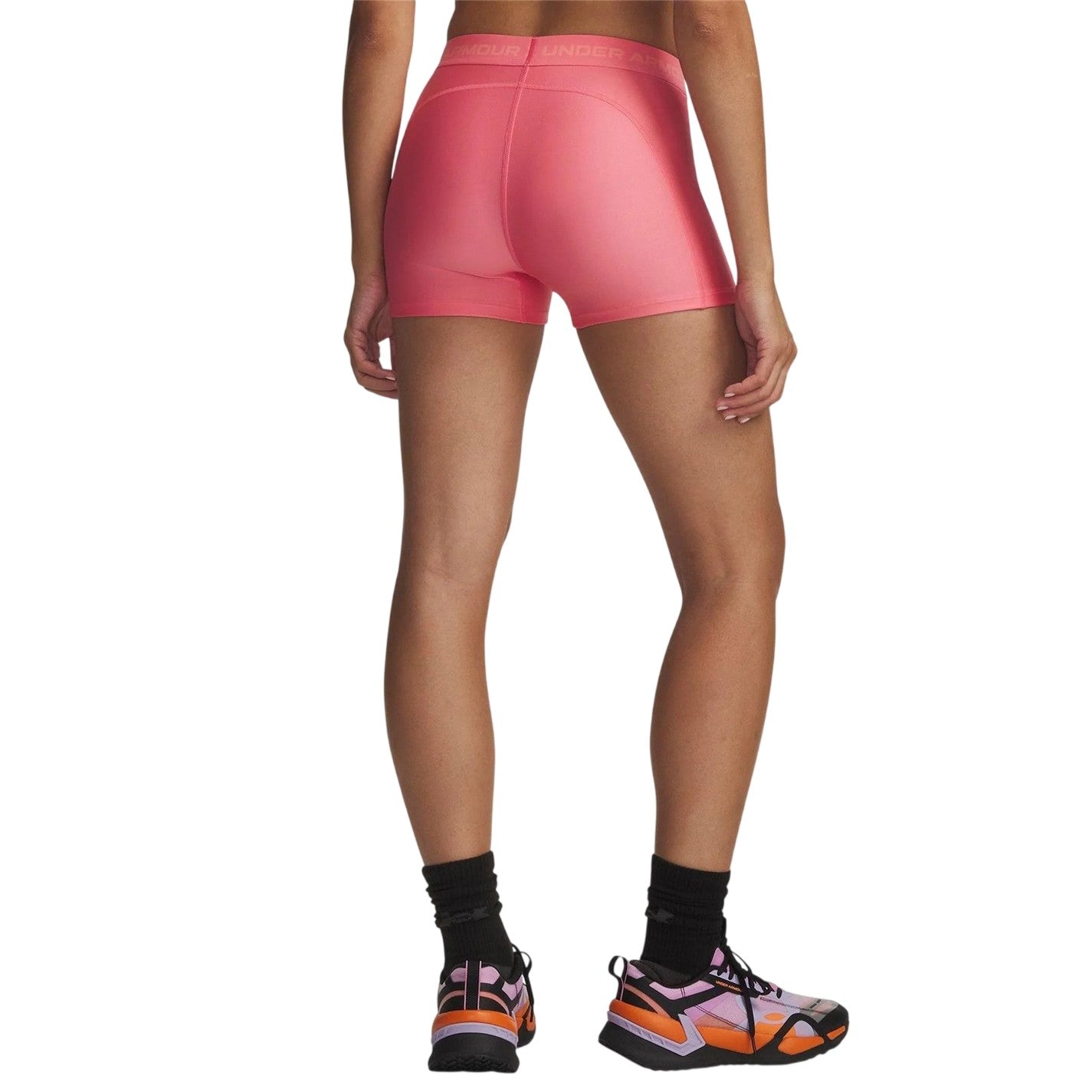 Pink - Back - Under Armour Womens-Ladies HeatGear Shorts