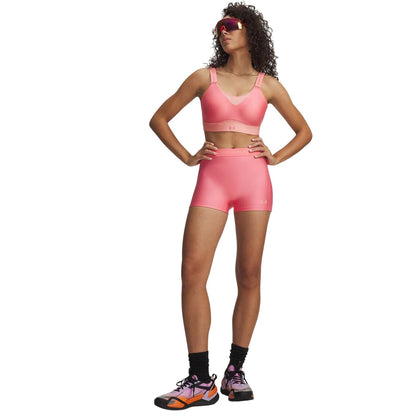 Pink - Side - Under Armour Womens-Ladies HeatGear Shorts