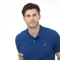 Blue - Side - Gant Mens Rugger Piqué Regular Polo Shirt