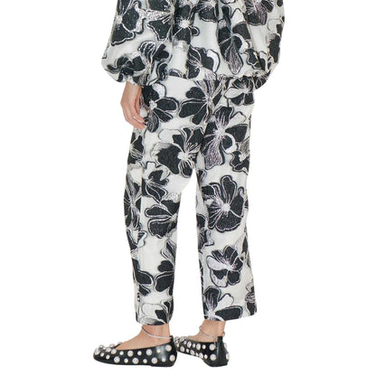 White-Black - Back - Stine Goya Womens-Ladies Floral Pattern Metallic Thread Formal Trousers