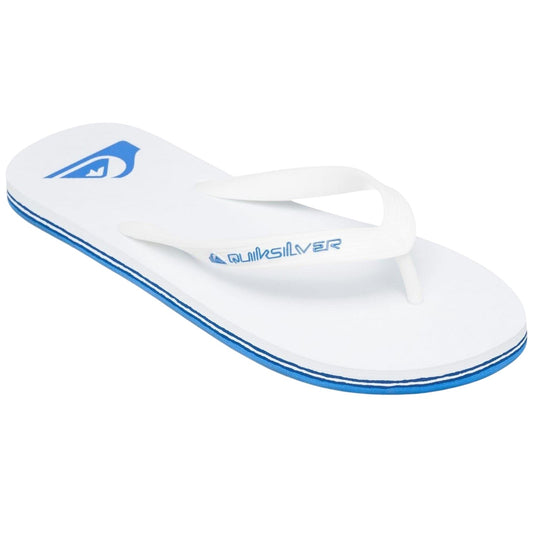 White-Blue - Front - Quiksilver Mens Leather Flip Flops