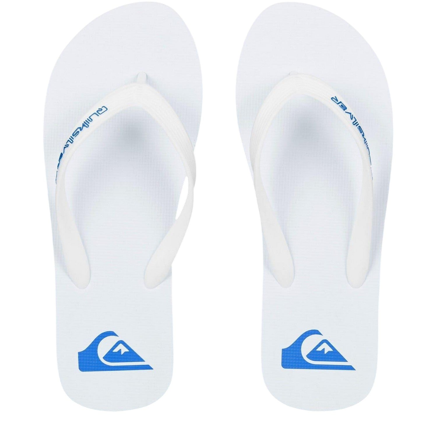 White-Blue - Side - Quiksilver Mens Leather Flip Flops