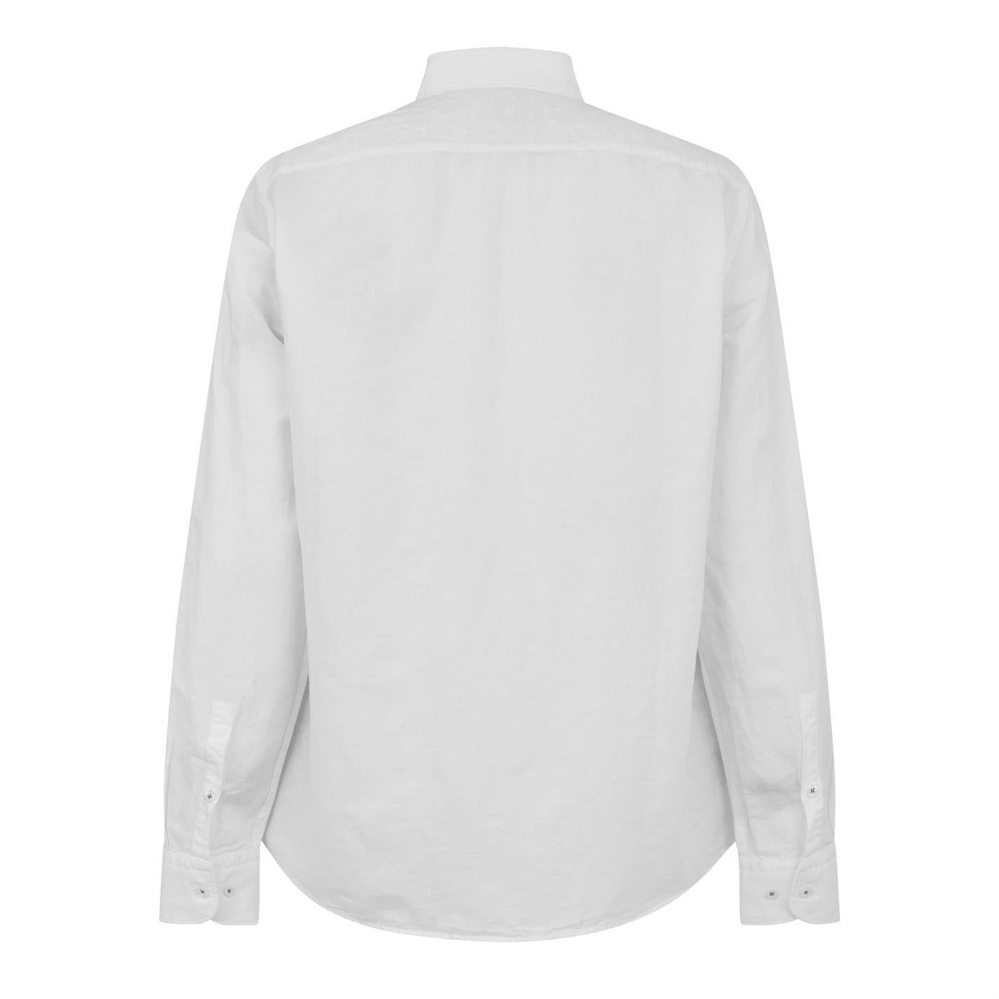 White - Back - Boss Mens Plain Collared Long-Sleeved Shirt