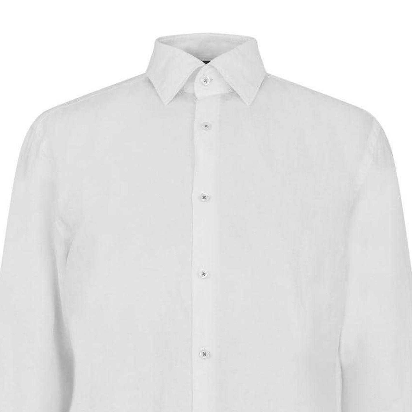 White - Side - Boss Mens Plain Collared Long-Sleeved Shirt
