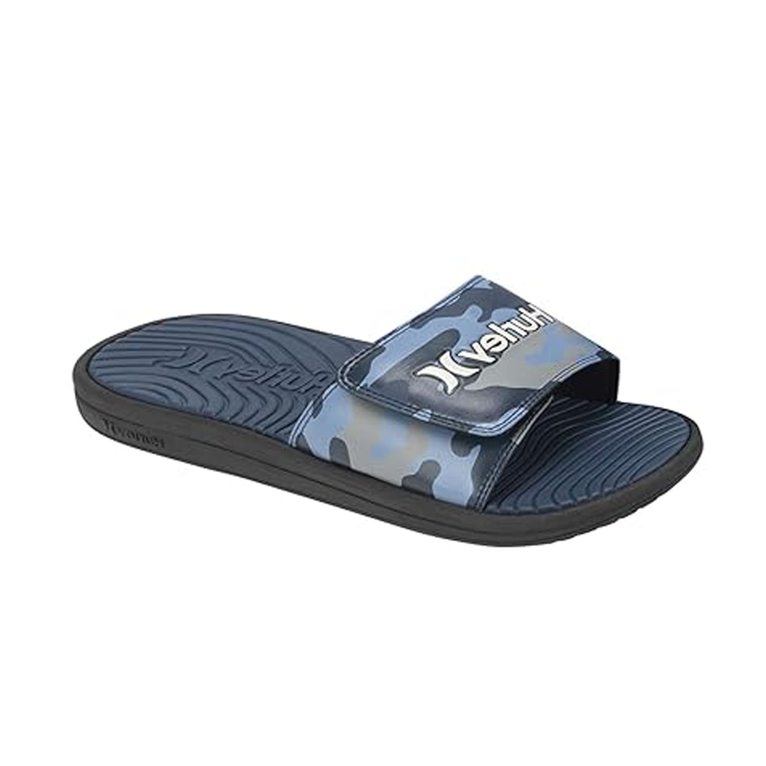 Navy-Brown Combo - Front - Hurley Mens Vel Camouflage Slides