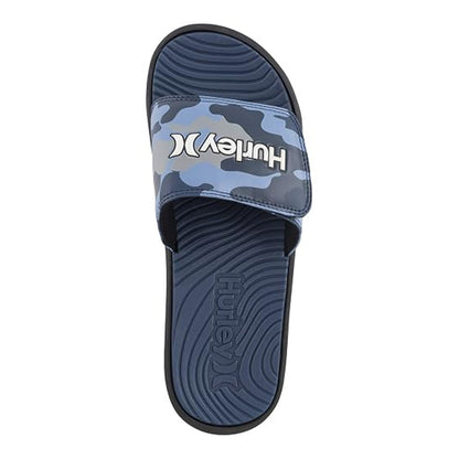 Navy-Brown Combo - Back - Hurley Mens Vel Camouflage Slides