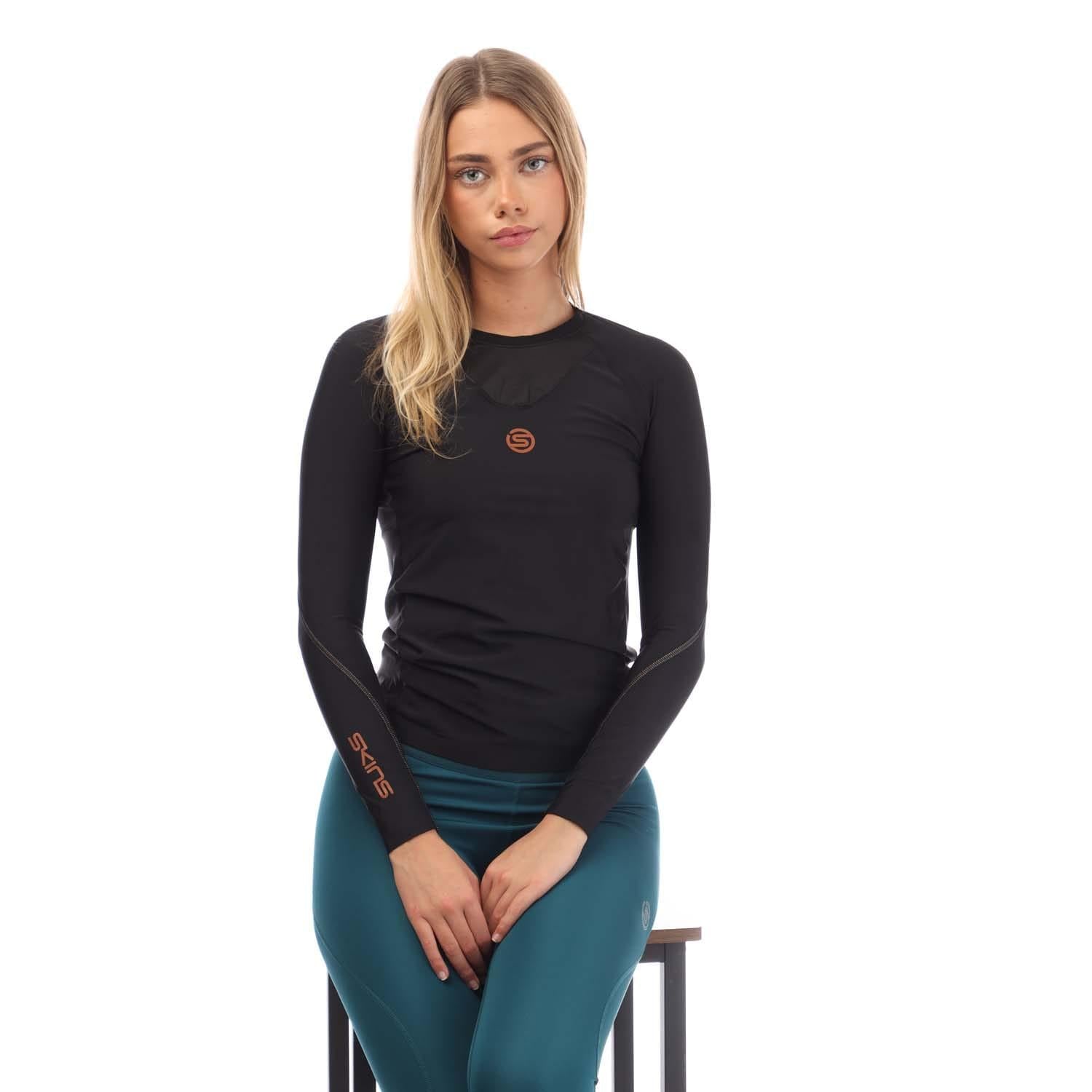 Black - Pack Shot - Skins Womens-Ladies Series-5 Long-Sleeved Top