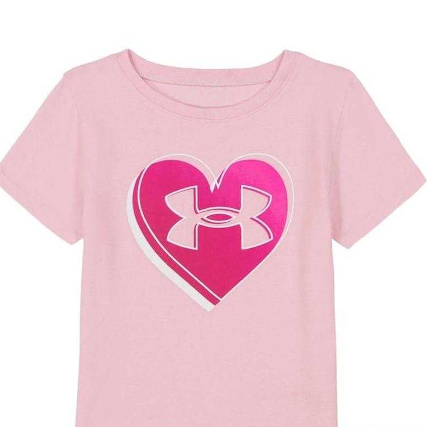 Pink - Side - Under Armour Girls Big Logo T-Shirt & Shorts Set