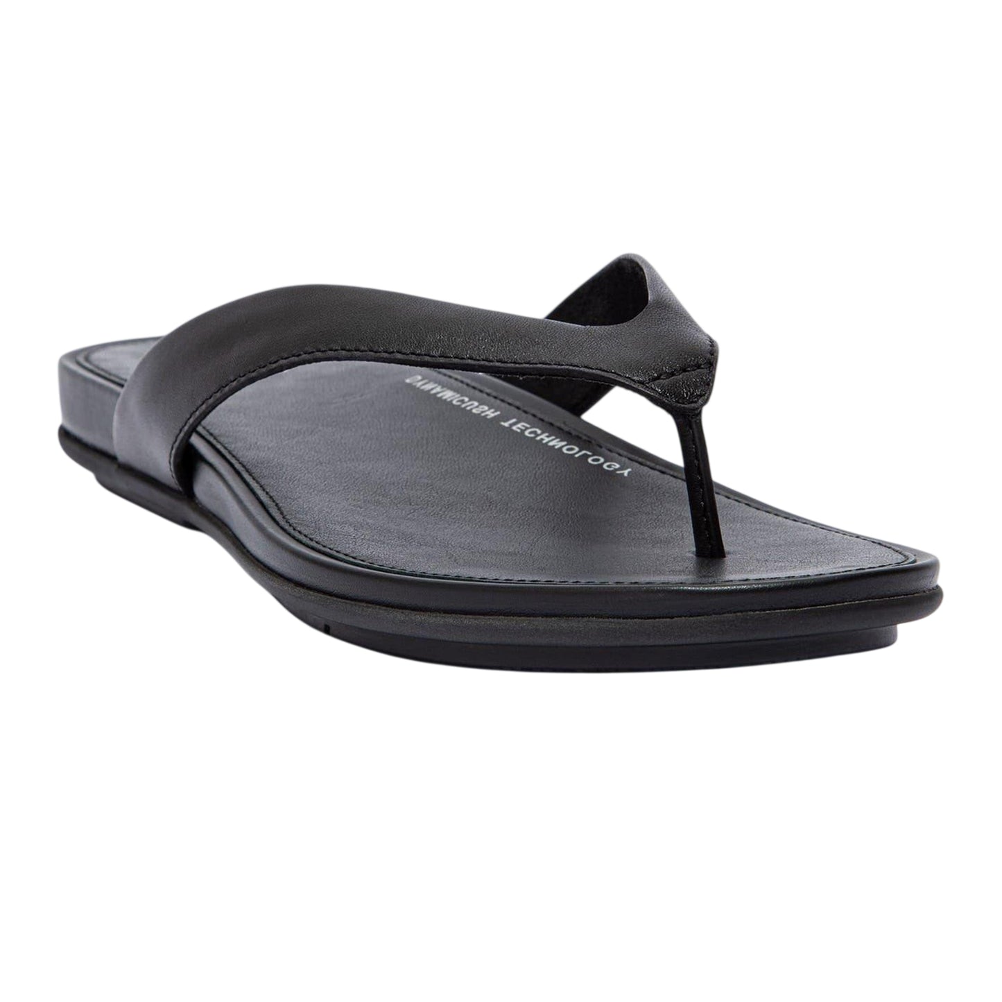 All Black - Back - FitFlop Womens-Ladies Gracie Leather Flat Flip Flops