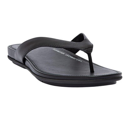 All Black - Back - FitFlop Womens-Ladies Gracie Leather Flat Flip Flops