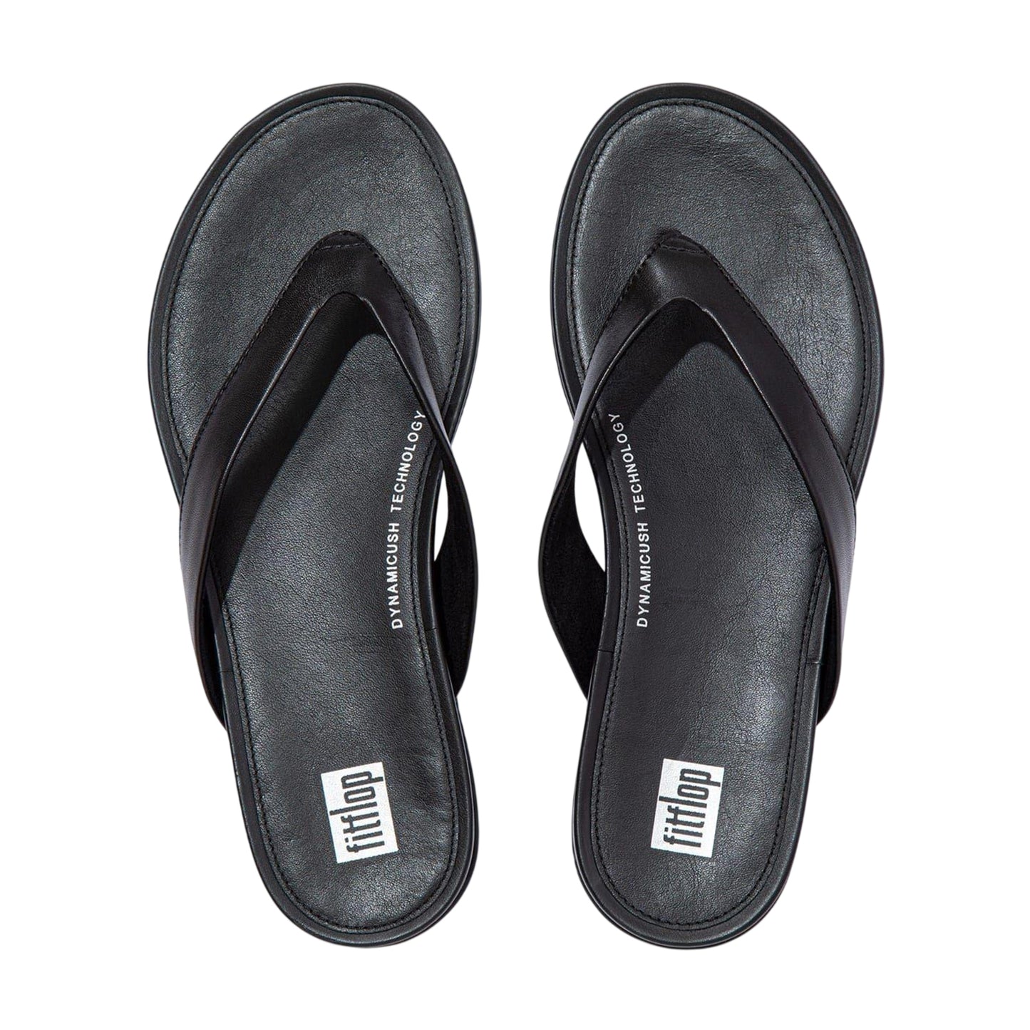 All Black - Side - FitFlop Womens-Ladies Gracie Leather Flat Flip Flops