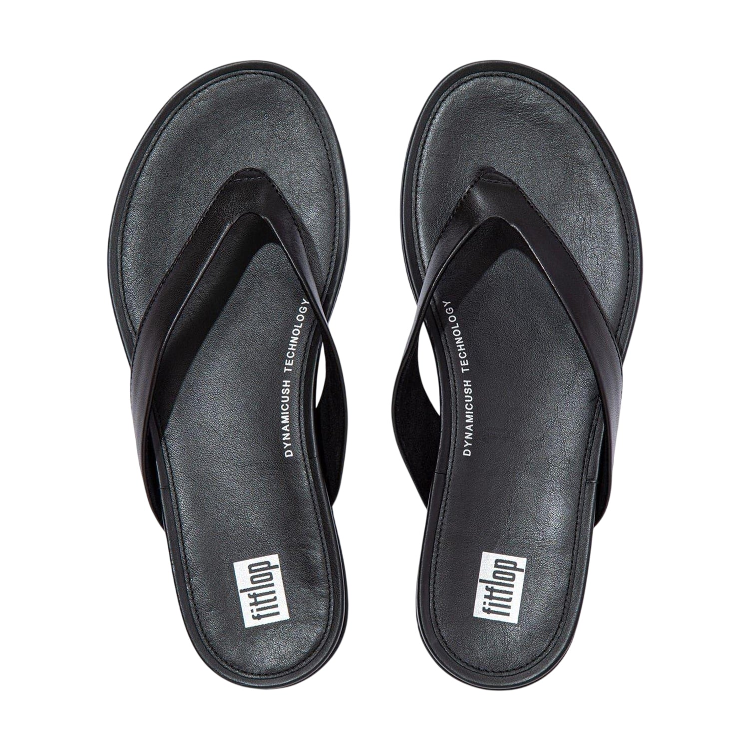 All Black - Side - FitFlop Womens-Ladies Gracie Leather Flat Flip Flops