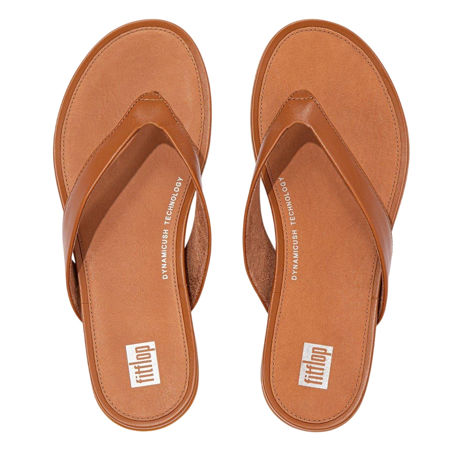 Light Tan - Side - FitFlop Womens-Ladies Gracie Leather Flat Flip Flops