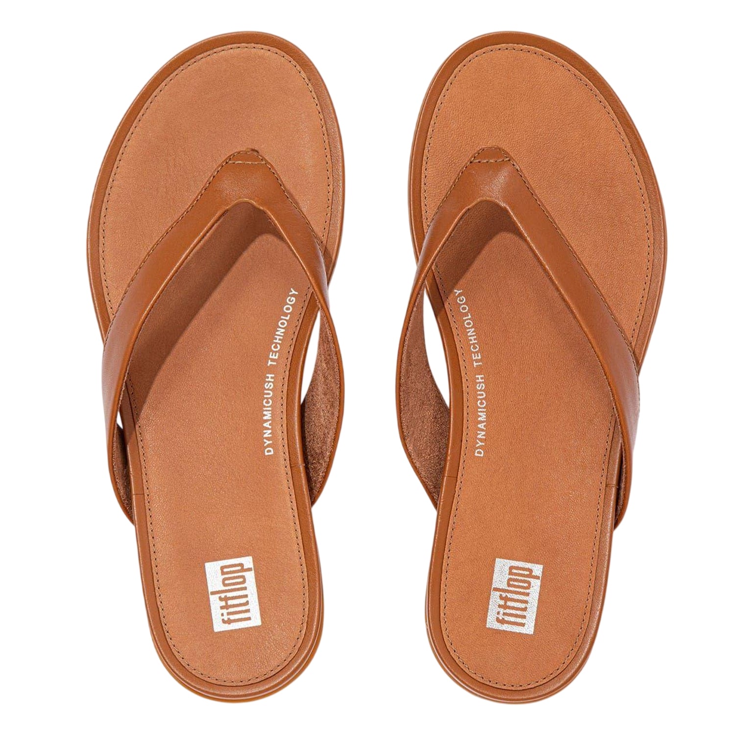 Light Tan - Side - FitFlop Womens-Ladies Gracie Leather Flat Flip Flops