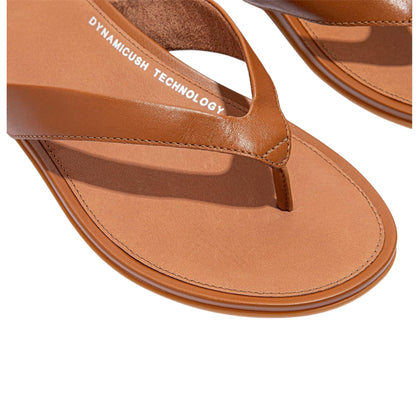 Light Tan - Lifestyle - FitFlop Womens-Ladies Gracie Leather Flat Flip Flops