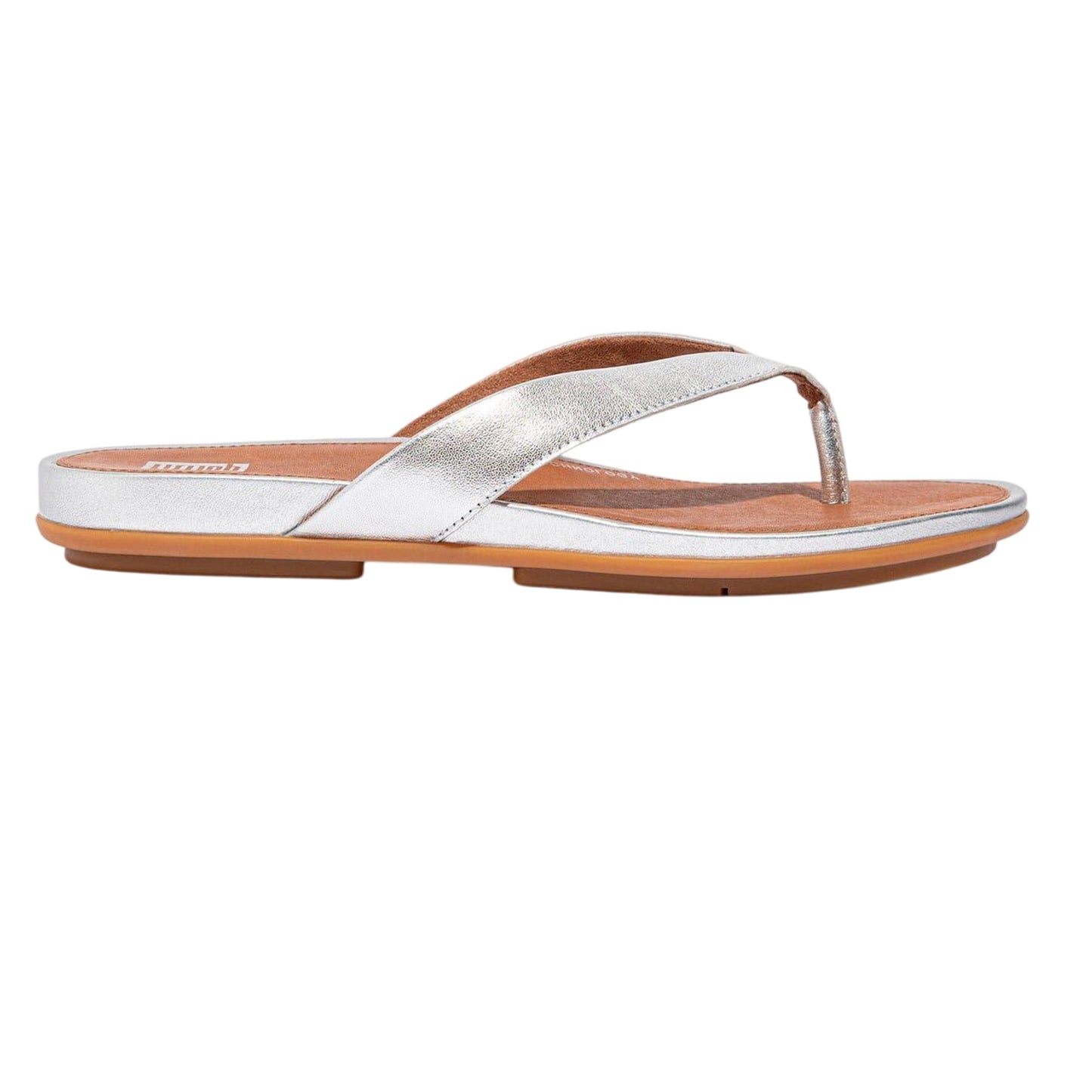 Silver - Front - FitFlop Womens-Ladies Gracie Leather Flat Flip Flops