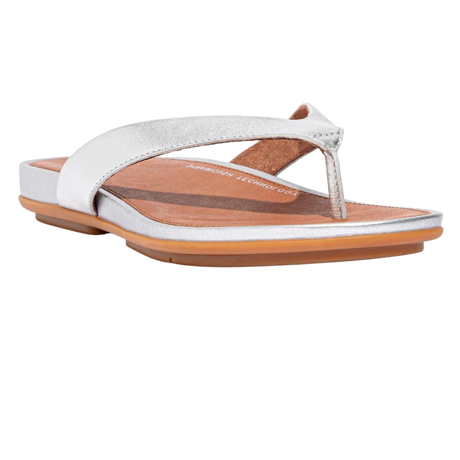 Silver - Back - FitFlop Womens-Ladies Gracie Leather Flat Flip Flops