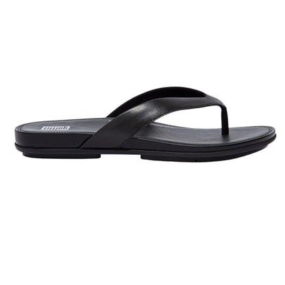 All Black - Front - FitFlop Womens-Ladies Gracie Leather Flat Flip Flops
