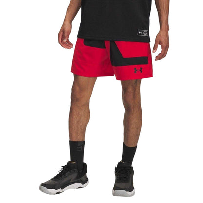 Red - Side - Under Armour Mens Zone Basketball Shorts