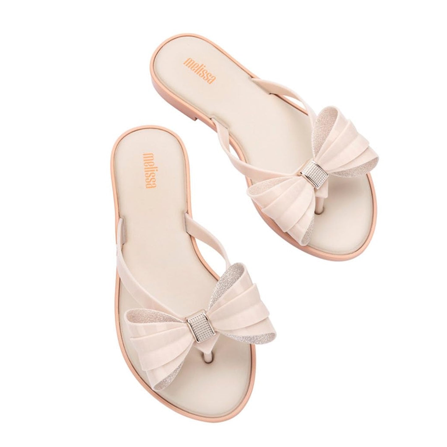 Nude - Side - Melissa Womens-Ladies Bow Detail Flip Flops